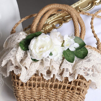 Coffee Brown Lolita Handbag Polyester Lace Flowers Accessory Lolita Accessories