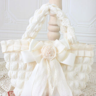 ROCOCO Style Lolita Bag Ecru White Polyester Rose Pattern Bow Polyester Handbag Lolita Accessories