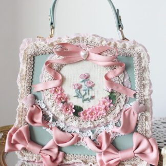 Sweet Lolita Bag Light Green PU Leather Bows Applique PU Leather Handbag Lolita Accessories