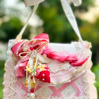 Pastoral Style Lolita Bag Pink Polyester Ruffles Chains Ombre Handbag Lolita Accessories