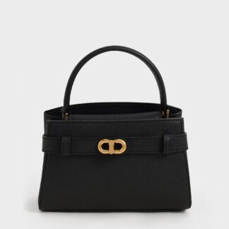Charles & Keith - Aubrielle Metallic-Buckle Top Handle Bag