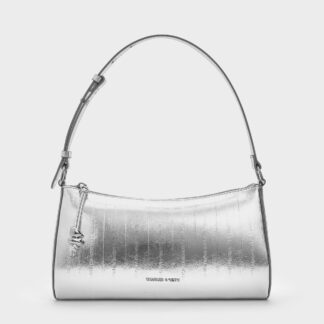 Charles & Keith - Augustine Metallic Eel-Effect Sculptural-Detail Shoulder Bag