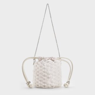 Charles & Keith - Beaded Chain-Handle Bucket Bag