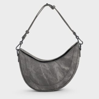 Charles & Keith - Denim Asymmetrical Saddle Bag