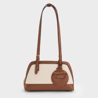 Charles & Keith - Enola Canvas Two-Tone Elongated-Handle Bag