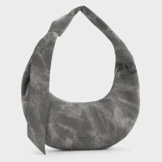 Charles & Keith - Toni Denim Knotted Crescent Hobo Bag