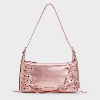Charles & Keith - Xylia Metallic Grommet Lace-Up Shoulder Bag
