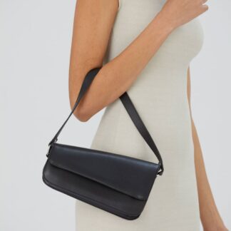 Belissh Women's Asymmetric Vegan Leather Shoulder Bag in Black