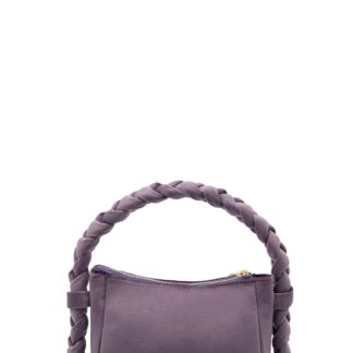 Belissh Women's Braided Handle Velvet Shoulder Bag in Lilac