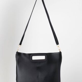 Belissh Women's Oversized Crossbody Bag With Metal Handle Detail in Black
