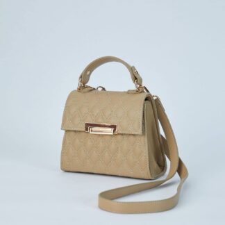 Belissh Women's Plant Based Leather Top Handle Crossbody Bag in Beige