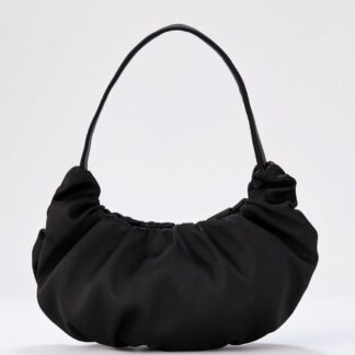 Belissh Women's Pleated Satin Shoulder Bag in Black