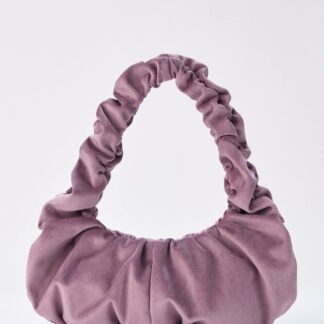 Belissh Women's Velvet Croissant Hand Bag in Lilac