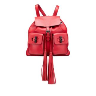 Gucci Women's Preloved Leather Backpack Bag in Red