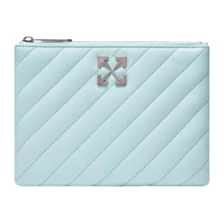 Off-White Women's Jackhammer Flat Pouch Leather Blue Bag