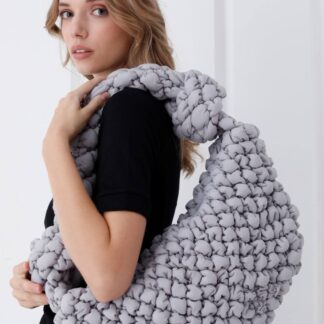 Belissh Women's 3d Quilted Nylon Shoulder Bag in Grey