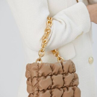 Belissh Women's 3d Quilted Vegan Leather Hand Bag in Nude