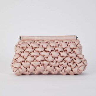 Belissh Women's Puffy Quilted Satin Clucth Crossbody Bag in Beige