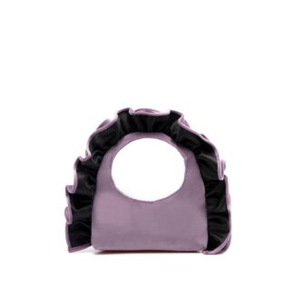 Belissh Women's Ruffle Handle Velvet Shoulder Bag in Lilac