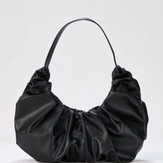 Belissh Women's Vegan Leather Gathering Detail Shoulder Bag in Black
