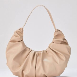 Belissh Women's Vegan Leather Gathering Detail Shoulder Bag in Nude