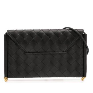 Bottega Veneta Women's Preloved Woven Leather Shoulder Bag Crossbody Bags in Black