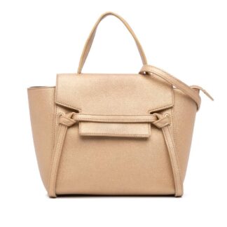 Celine Women's Preloved Top Handle Bag Satchel in Gold