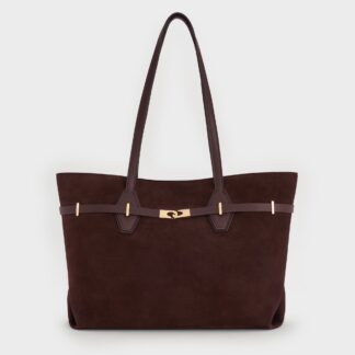 Charles & Keith - Arlet Recycled Suede Double-Handle Belted Tote Bag