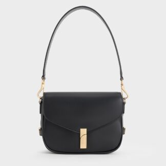 Charles & Keith - Aurelia Metallic-Accent Saddle Bag