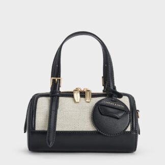 Charles & Keith - Enola Canvas Two-Tone Bowling Bag