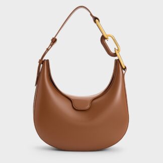 Charles & Keith - Kora Metallic-Accent Moon Bag