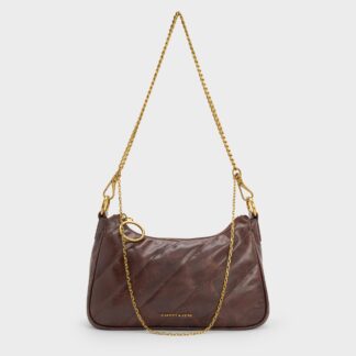 Charles & Keith - Philomena Crinkle-Effect Chain-Strap Crossbody Bag