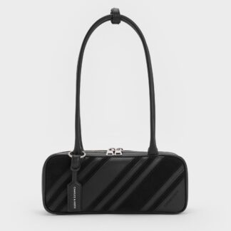 Charles & Keith - Zeya Recycled Suede Striped Shoulder Bag