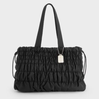 Charles & Keith - Klio Nylon Ruched Tote Bag