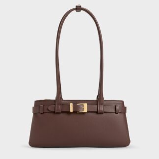Charles & Keith - Jody Genuine Leather Belted Shoulder Bag