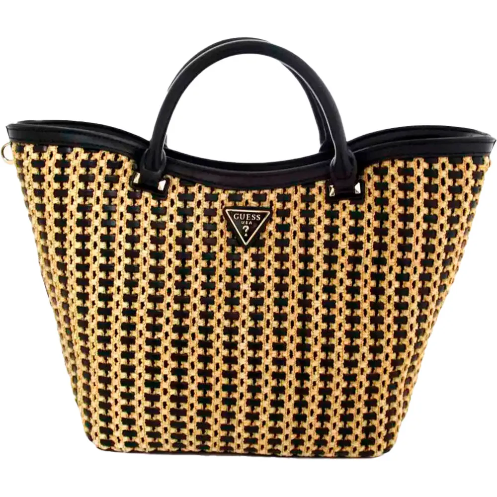 Guess Atalia Rafia Handbag Brown