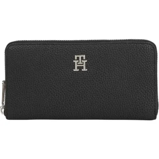 Tommy Hilfiger Emblem Large Za Woman Wallet Black Women