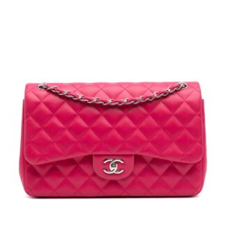 Chanel Women's Preloved Jumbo Classic Lambskin Double Flap Bag in Pink