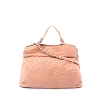 Chanel Women's Preloved Large CC Quilted Suede Sea Hit Tote Bag in Pink