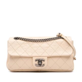Chanel Women's Preloved Medium Quilted Caviar Simply CC Flap Bag in Brown
