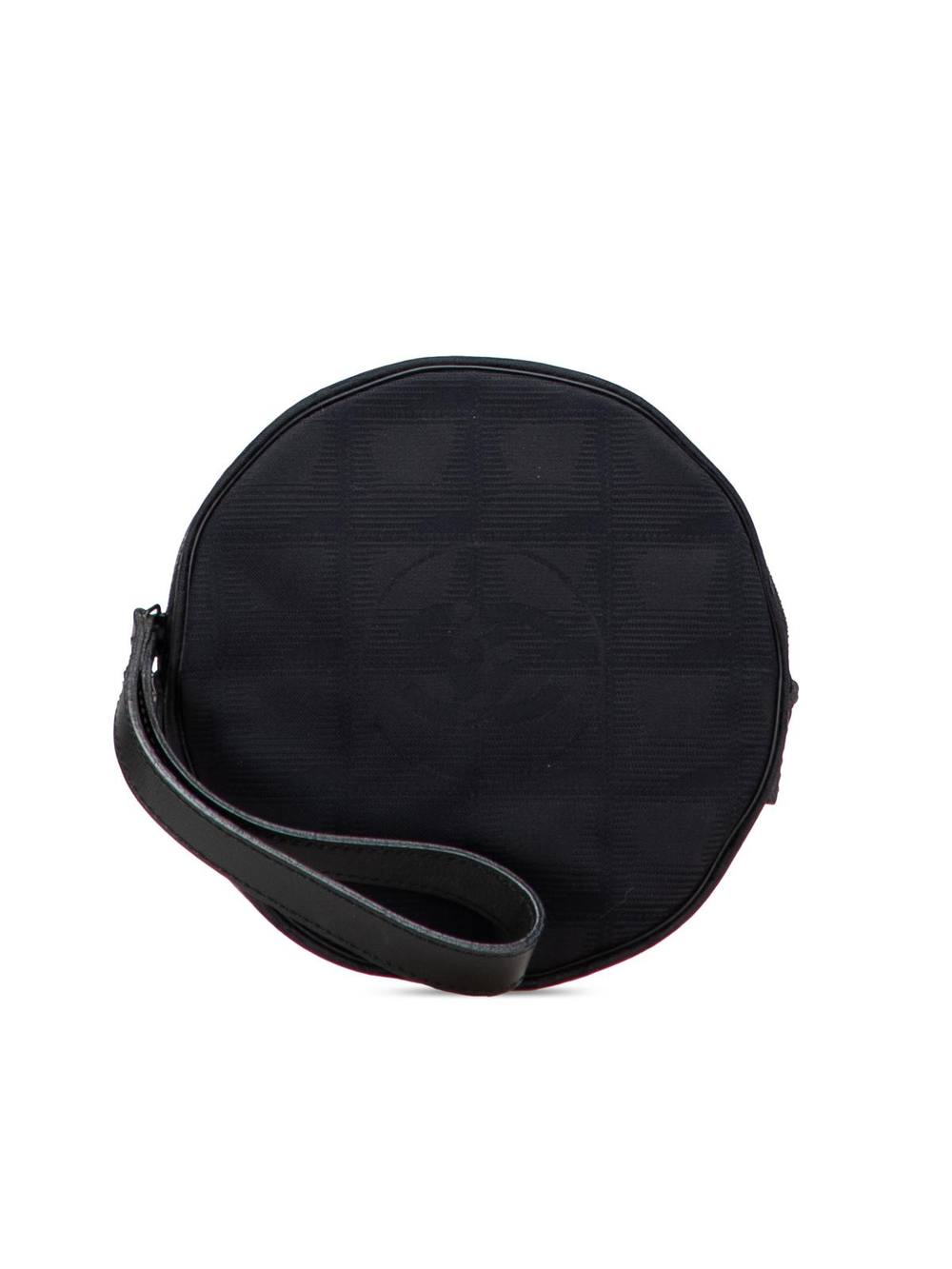Chanel Women's Preloved New Travel Line Nylon Round Pouch in Black