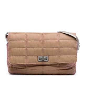 Chanel Women's Preloved Quilted Iridescent Nylon Mademoiselle Flap Bag in Brown