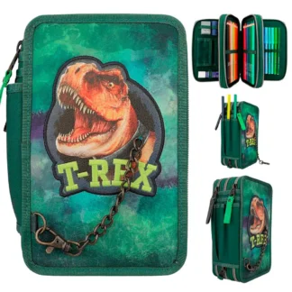 Dino World T Rexgreen (0412506) Triple Pocket Pencil Case Green Man